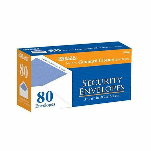Bazic Products Bazic    #6 3/4 Security Envelope w/ Gummed Closure 80/Pack , 24PK BA36521